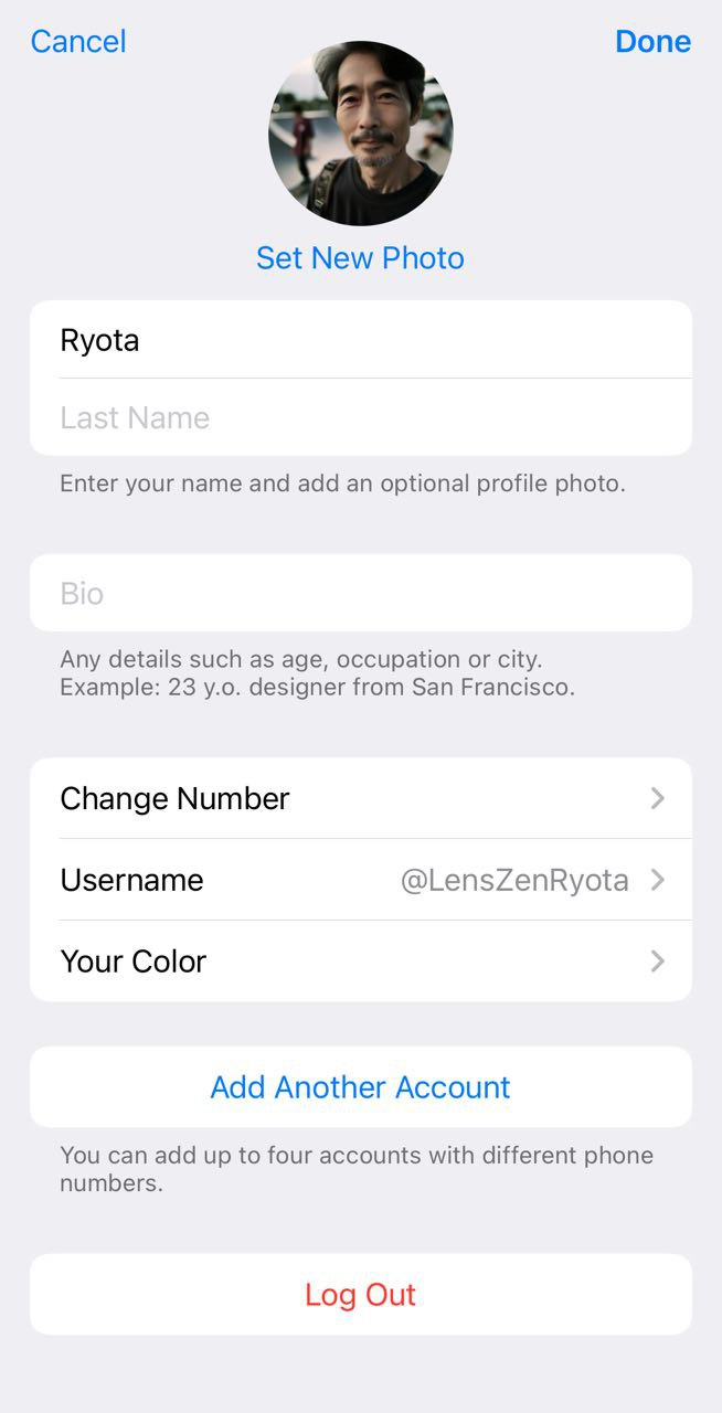 Account Settings in iPhone