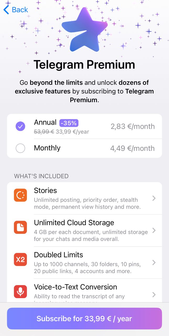 Telegram Premium Settings