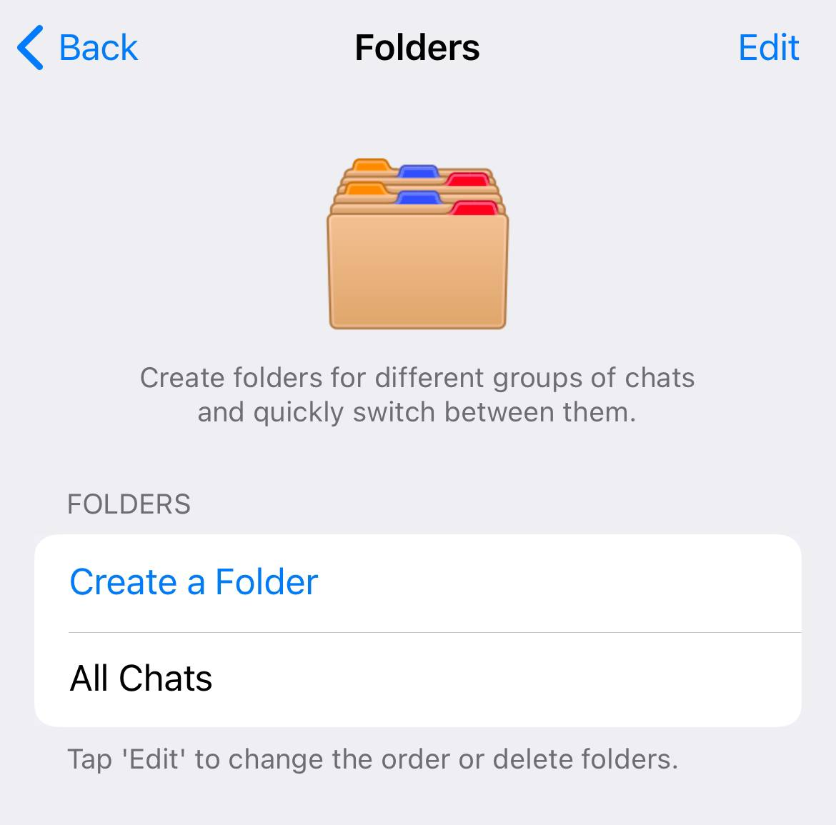 Telegram chat folders