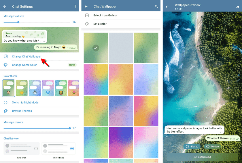 Setting Telegram Wallpapers