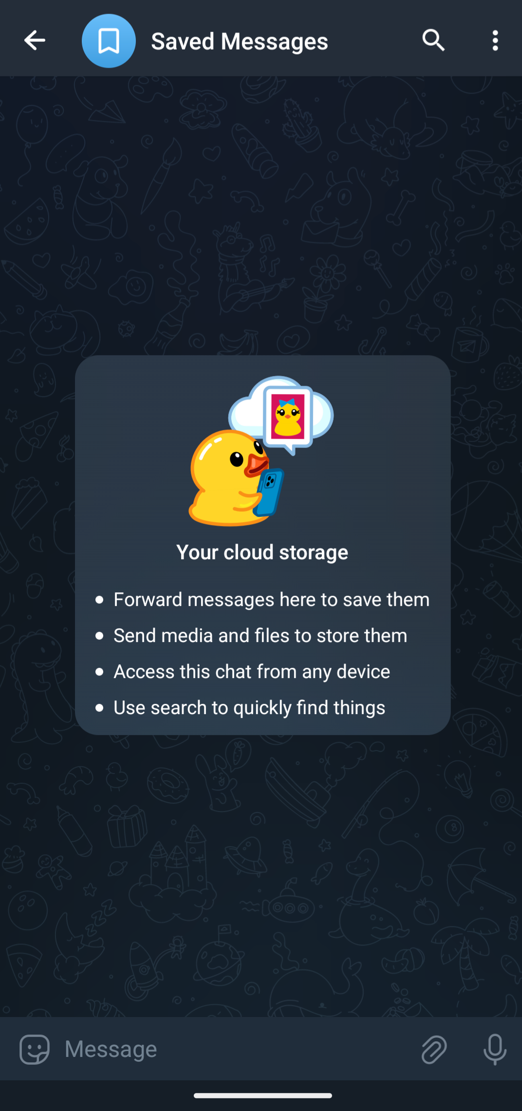 telegram personal storage feature