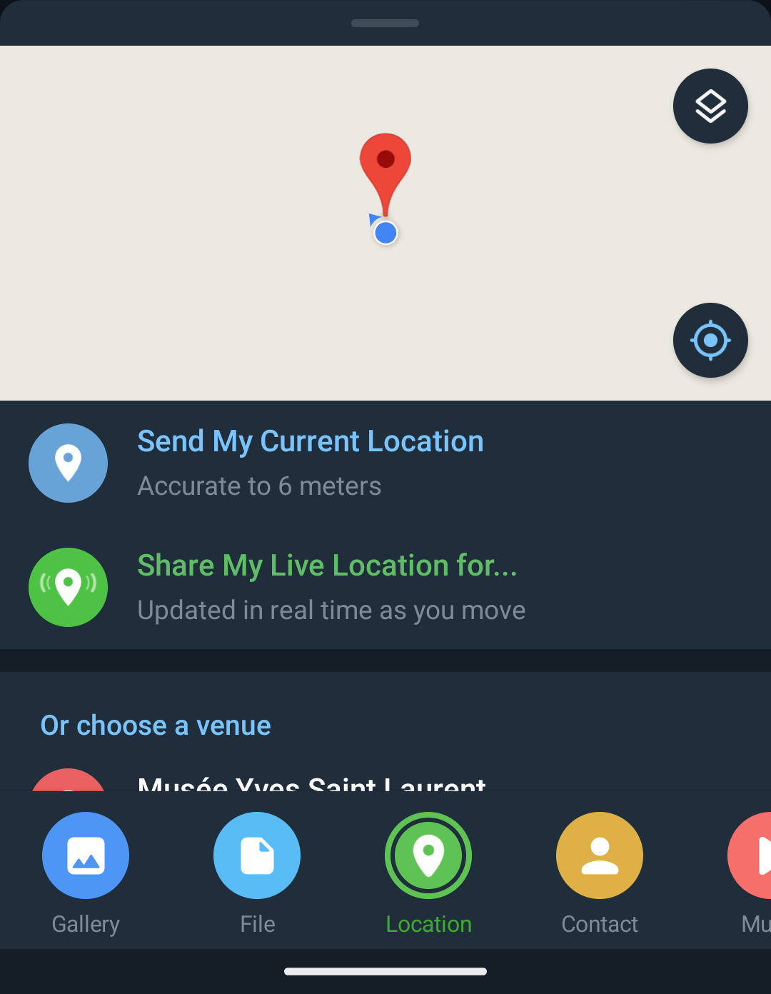 Telegram share location feature